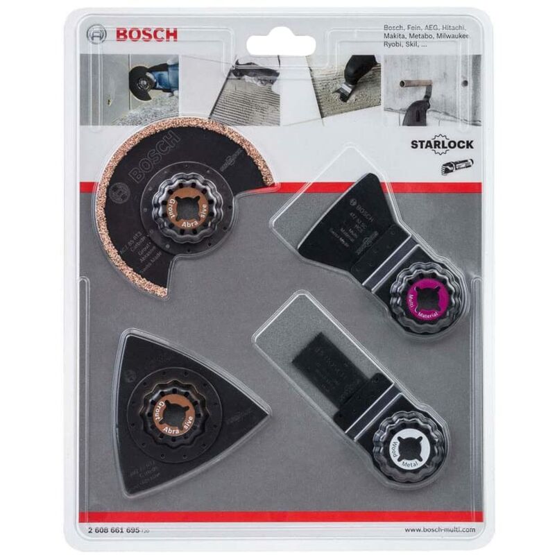 foto del prodotto bosch professional set per piastrelle da 4 pezzi, malta e adesivo per piastrelle, starlock, accessori per utensili multifunzione