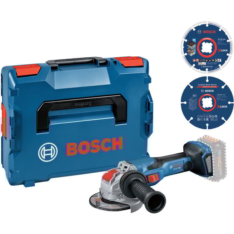 foto del prodotto bosch professional set smerigliatrice angolare elettrica a batteria bosch gwx 18v 15 c biturbo con dischi da taglio x lock