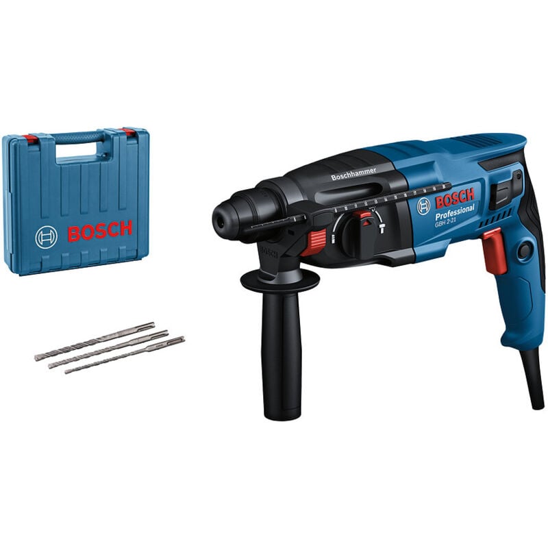 foto del prodotto bosch professional trapano a percussione bosch gbh 2 21 con 3 punte in una valigetta di trasporto