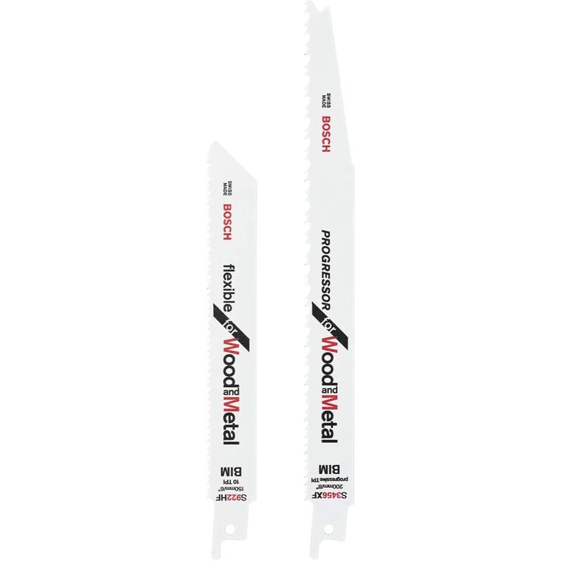 foto del prodotto bosch progressor flexible per legno e metallo set di 2 lame a sciabola bim 260925c110 150 200 mm per legno e metallo