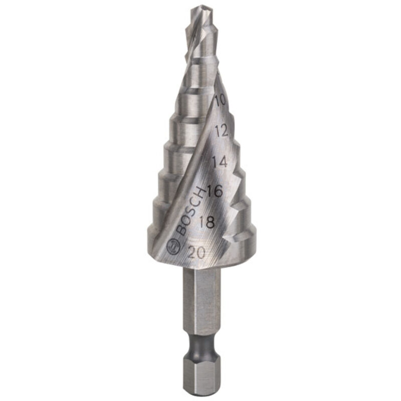 foto del prodotto bosch punta a gradini hss con codolo esagonale diametro 4 20mm professional 2608597524