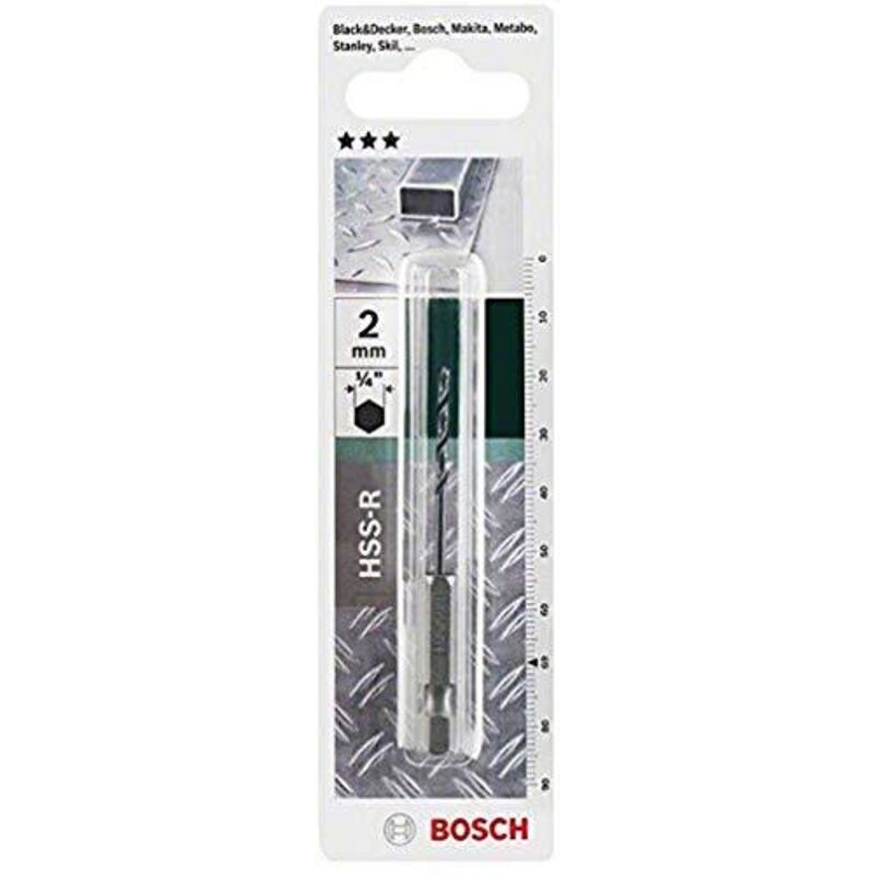 foto del prodotto bosch punta per metallo hss r rullata, con codolo esagonale da 1 4 diametro 2 mm 