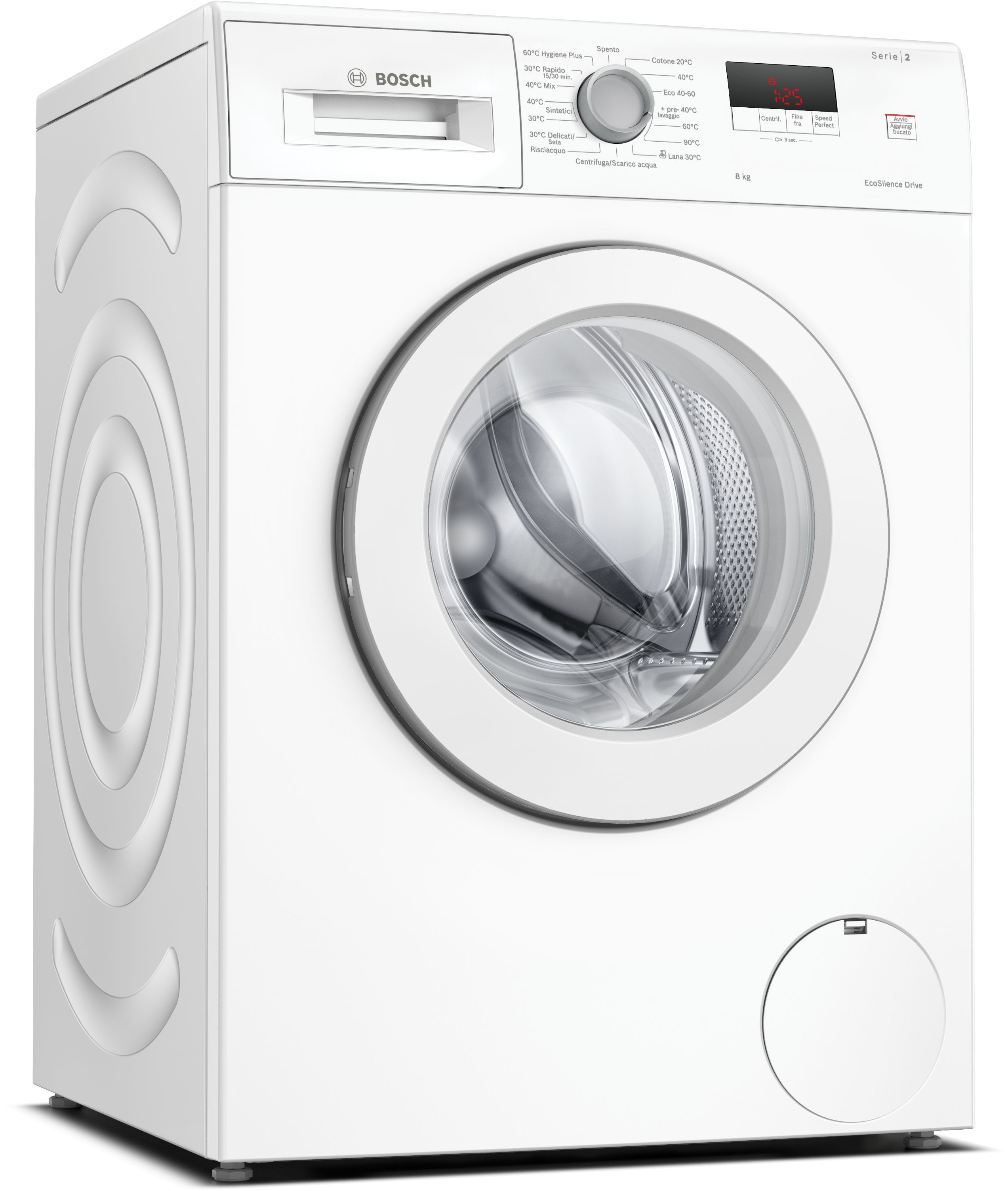 foto del prodotto bosch serie 2 lavatrice a carica frontale, , 8 kg, 1200 g min., cl. c.
