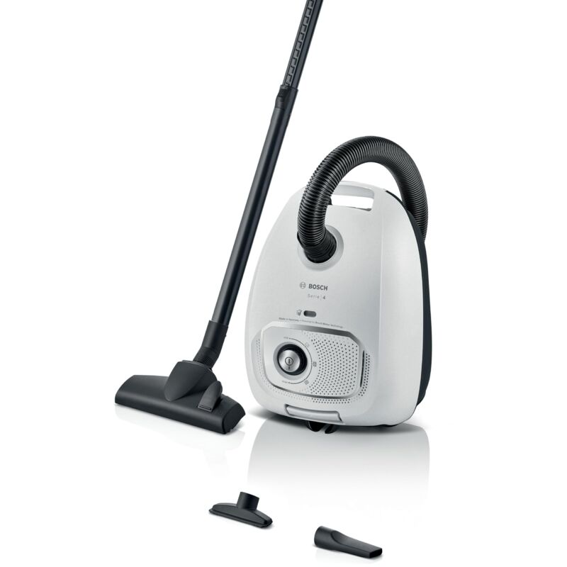 foto del prodotto bosch serie 4 bgb41wh1 aspirapolvere a traino con sacco, raggio d azione 11 m, sacchetto polvere xl, bocchetta per tessuti, bocchetta per fessure,