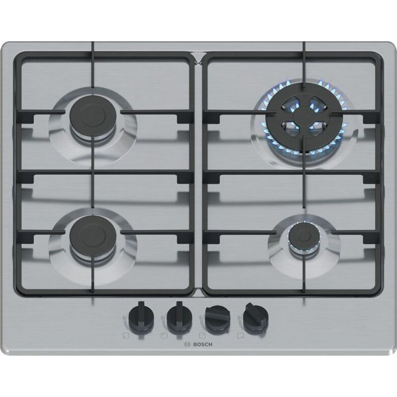 foto del prodotto bosch serie 4 pgh6b5k60 , piano cottura a gas, 60 cm, acciaio inox