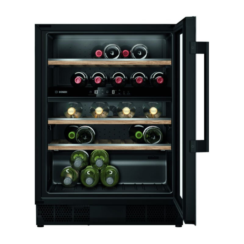 foto del prodotto bosch serie 6 kuw21ahg0. posizionamento dell apparecchio da incasso, colore struttura nero, colore interno nero. capacit bottiglie 44