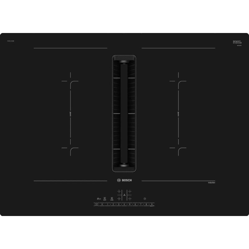 foto del prodotto bosch serie 6 pvq711f15e. colore del prodotto nero, posizionamento dell apparecchio da incasso, dimensione della larghezza del piano cottura 70