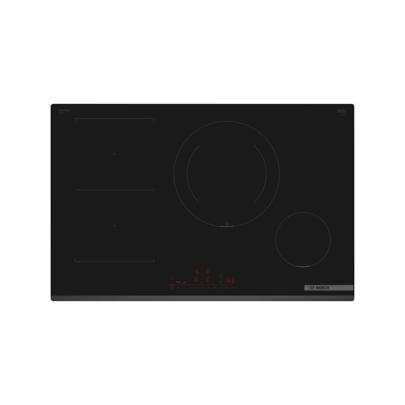 foto del prodotto bosch serie 6 pvs831hc1e. colore del prodotto nero, posizionamento dell apparecchio da incasso, dimensione della larghezza del piano cottura 80