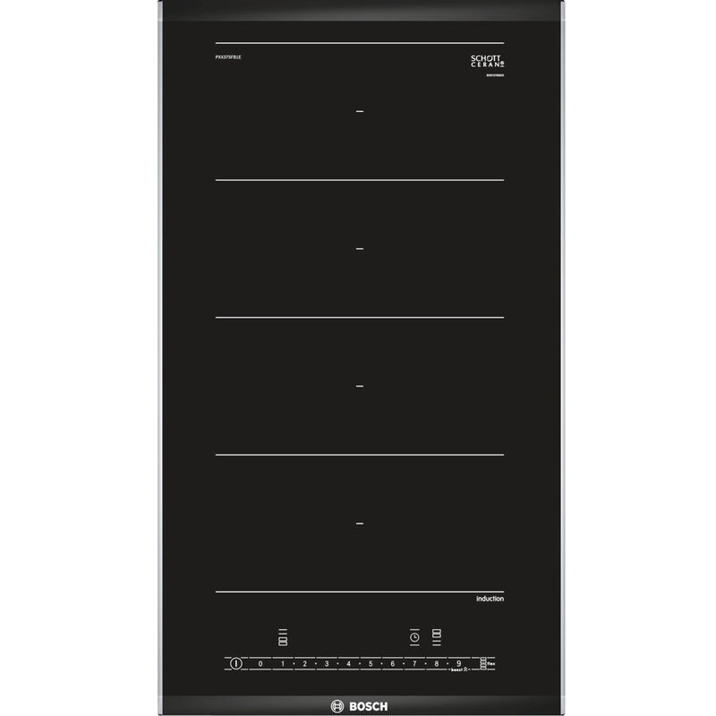 foto del prodotto bosch serie 6 pxx375fb1e. colore del prodotto nero, posizionamento dell apparecchio da incasso, tipo di piano cottura piano cottura a induzione.