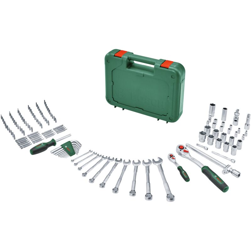 foto del prodotto bosch set advanced utensili man. 132 pz. set utensili impieghi di fissaggio gravosi mat. alta qual. design ergon. chiavi, chiavi a brugola,