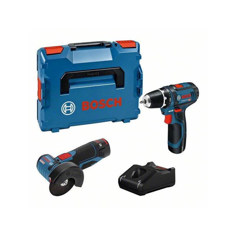 foto del prodotto bosch set combo con 2 utensili da 12v gsr 12v 15 gws 12v 76 2x2.0ah gal 12v 40 l 0615990n2u