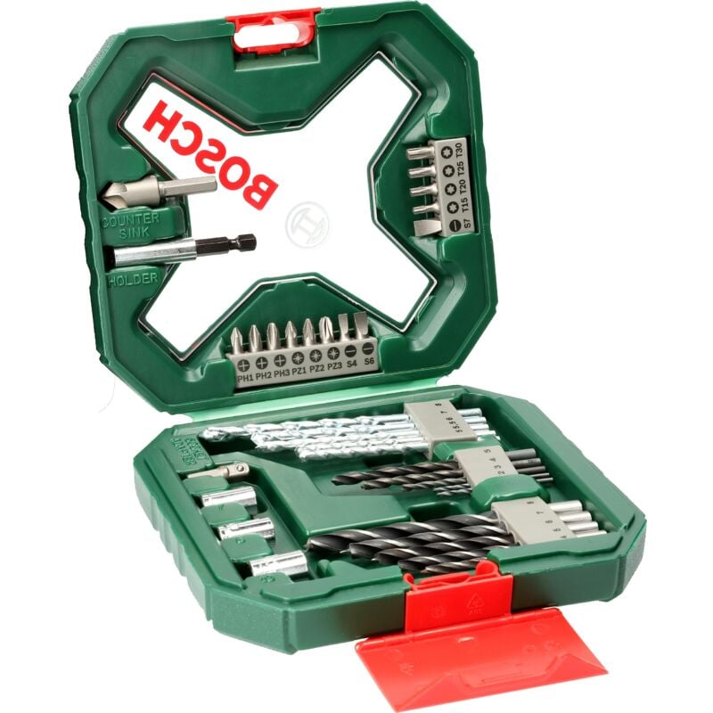 foto del prodotto bosch set da 34 pezzi di punte e bit avvitamento in titanio x line per legno, pietra e metallo, accessori trapano 