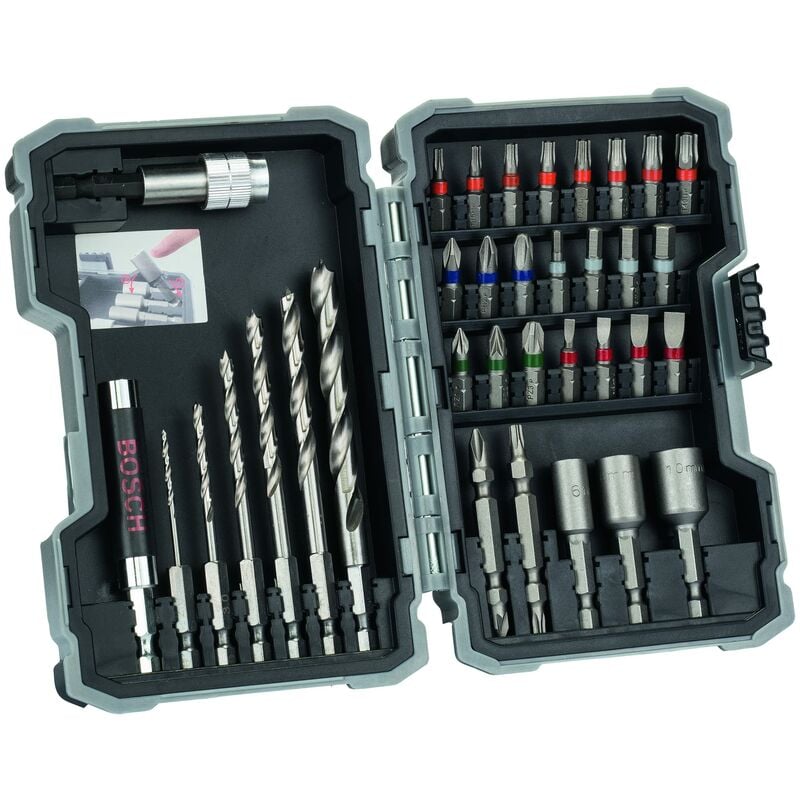 foto del prodotto bosch set di punte hss e bit di avvitamento extra hard ph, pz, hex, th, s bit, accessori trapani e avvitatori, nero, 35 pezzi