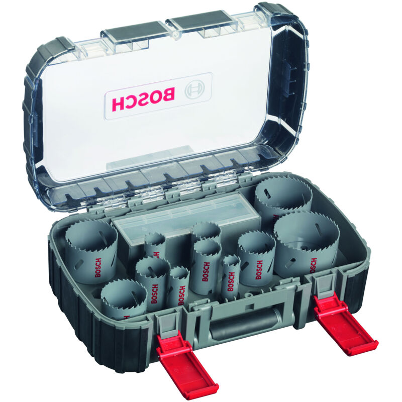 foto del prodotto bosch set di seghe a tazza hss bimetalliche 17 pezzi, 20 60, 68, 76 mm