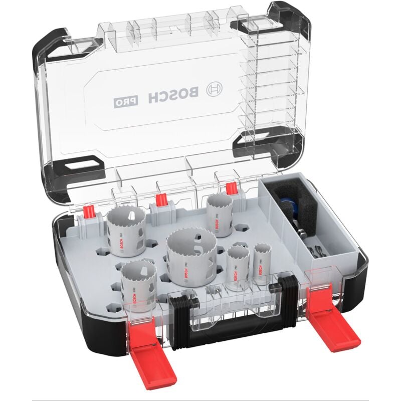 foto del prodotto bosch set di seghe a tazza pro multi material pc plus, 20, 44, 64 mm, 9 pz.