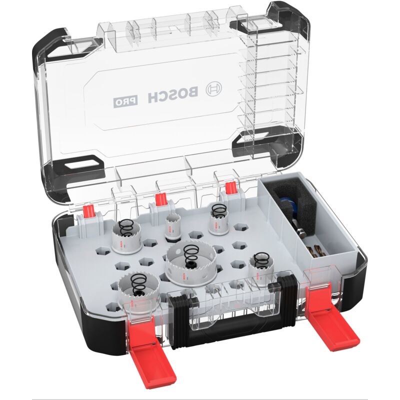 foto del prodotto bosch set di seghe a tazza pro sheet metal pc plus, 20, 25, 64 mm, 8 pz.