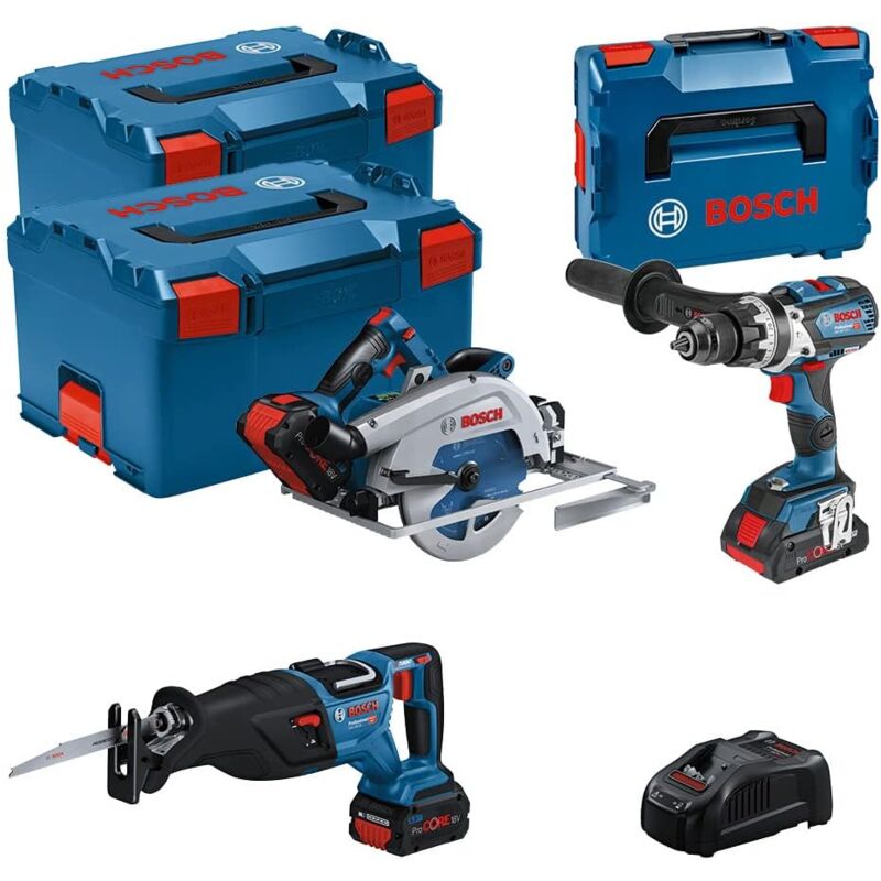 foto del prodotto bosch set di strumenti 18v gsb gks gsa con 2 batterie 18v 5.5ah e 1 18v 4.0ah caricabatterie l boxx 0615990n38