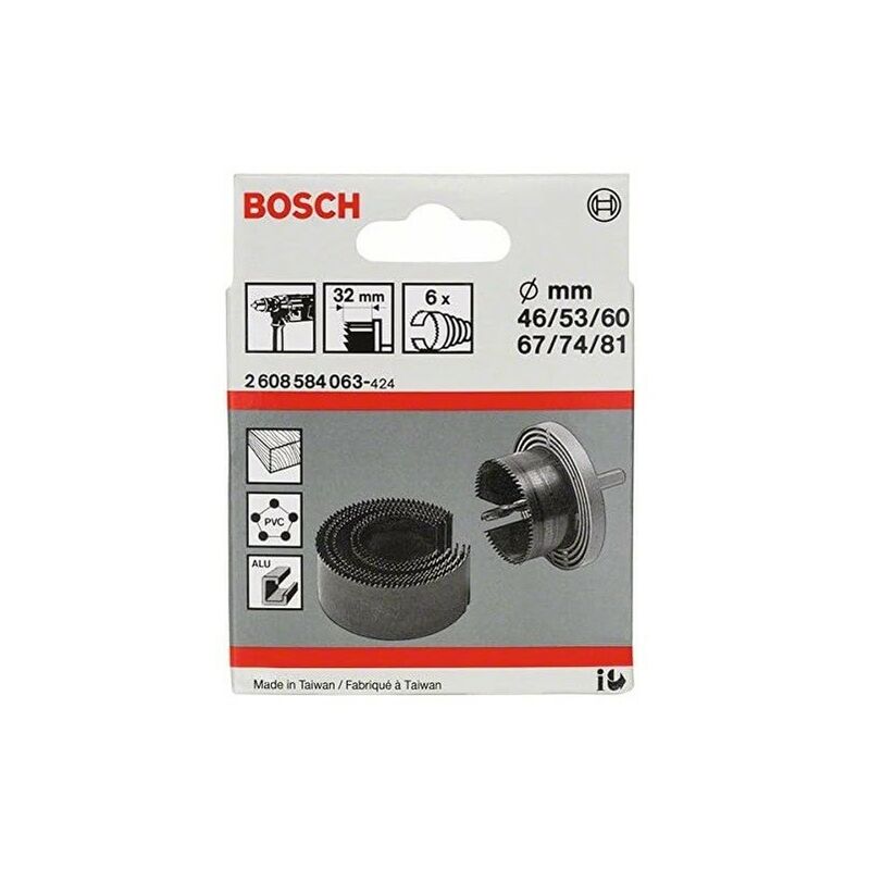 foto del prodotto bosch set seghe a tazza 6 pz legno plastica 46 53 60 67 74 81 per trapano