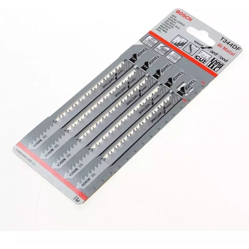 foto del prodotto bosch t344df confezione da 5 lame per seghetto alternativo bimetallico per legno duro