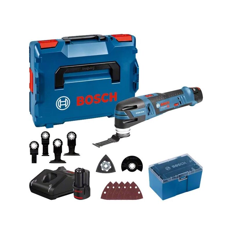 foto del prodotto bosch taglierina gop 12v 28 2 batterie 12v 3,0 ah, caricabatterie, valigetta 6 lame e 5 abrasivi 06018b5006