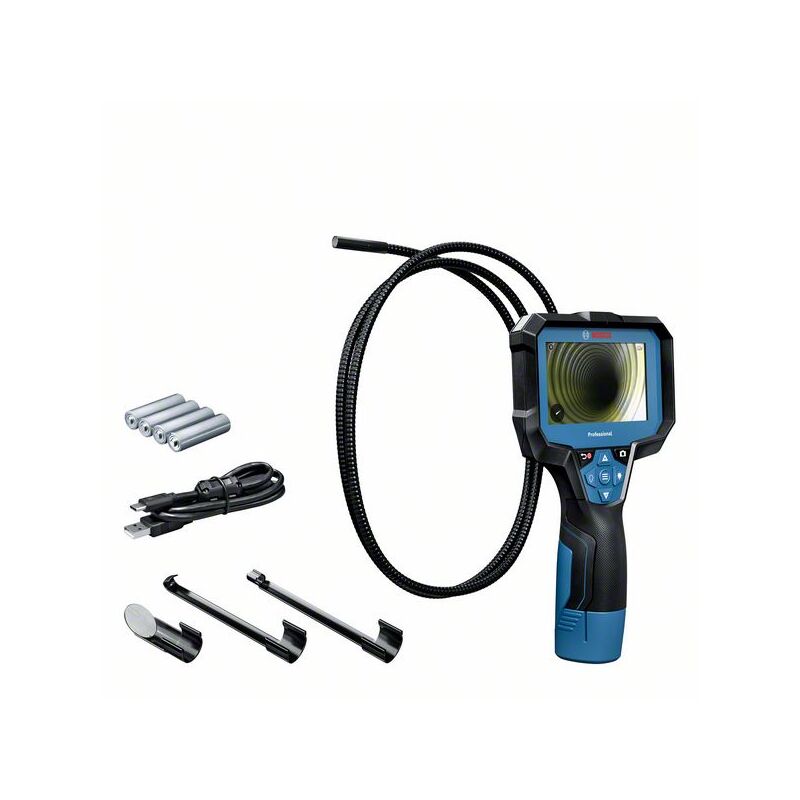 foto del prodotto bosch telecamera di ispezione gic 12v 4 23 c, 4 batterie lr6 da 1,5 v e adattatore per batterie