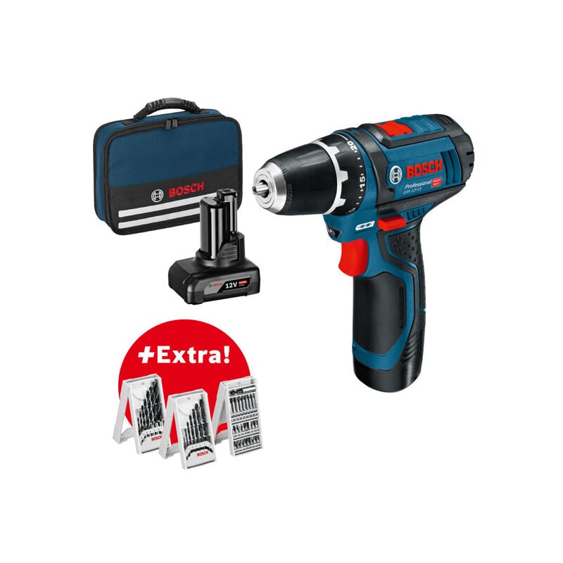 foto del prodotto bosch trapano a batteria gsr 12v 15 1x 2,0 ah, 1x 4,0 ah caricabatterie in borsa