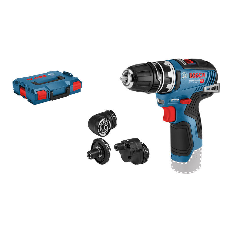 foto del prodotto bosch trapano a batteria gsr 12v 35 fc senza batteria caricabatteria con 4 accessori in l boxx
