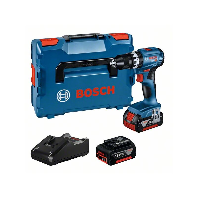 foto del prodotto bosch trapano a percussione a batteria gsb 18v 45, 2x 3,0ah, caricabatterie e l boxx