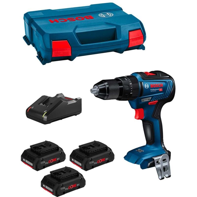 foto del prodotto bosch trapano a percussione gsb 18v 55 3 x 4,0 ah procore gal 18v 40 l case 