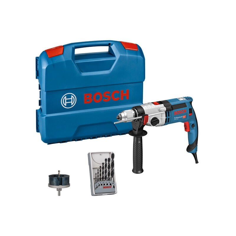 foto del prodotto bosch trapano a percussione gsb 24 2 con set di punte per legno e sega a tazza in valigetta a l