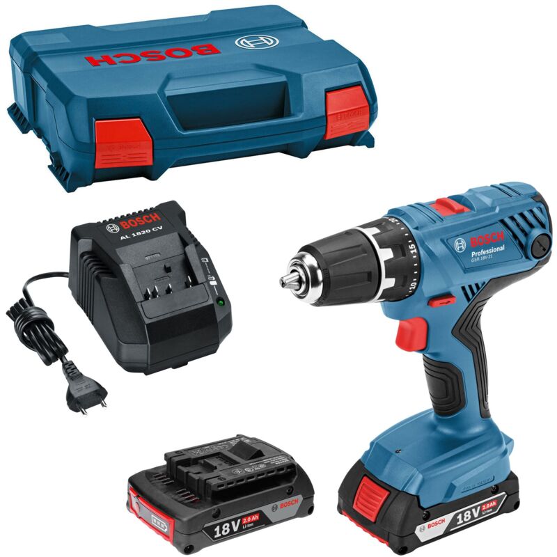 foto del prodotto bosch trapano avvitatore a batteria gsr 18v 21 con 2 batterie da 2,0 ah caricabatterie in valigetta a l