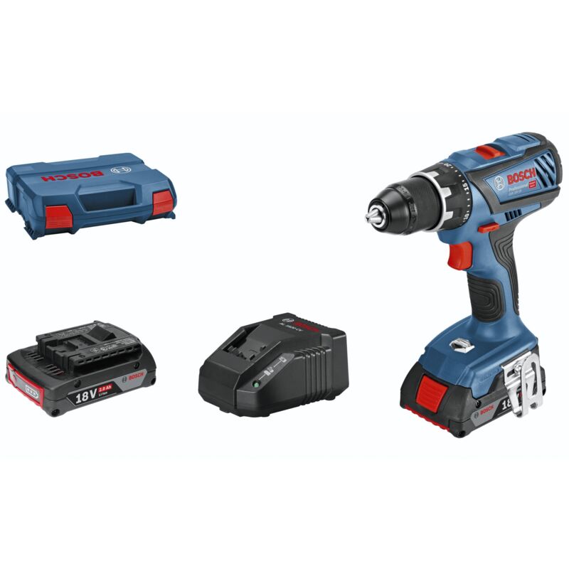 foto del prodotto bosch trapano avvitatore a batteria gsr 18v 28 con 2 batterie da 2,0 ah caricabatterie in l case