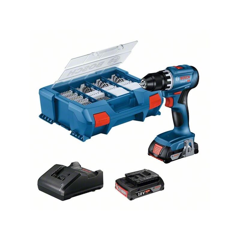 foto del prodotto bosch trapano avvitatore a batteria gsr 18v 45, 2 batterie gba 18v 2.0ah, caricabatterie in l case
