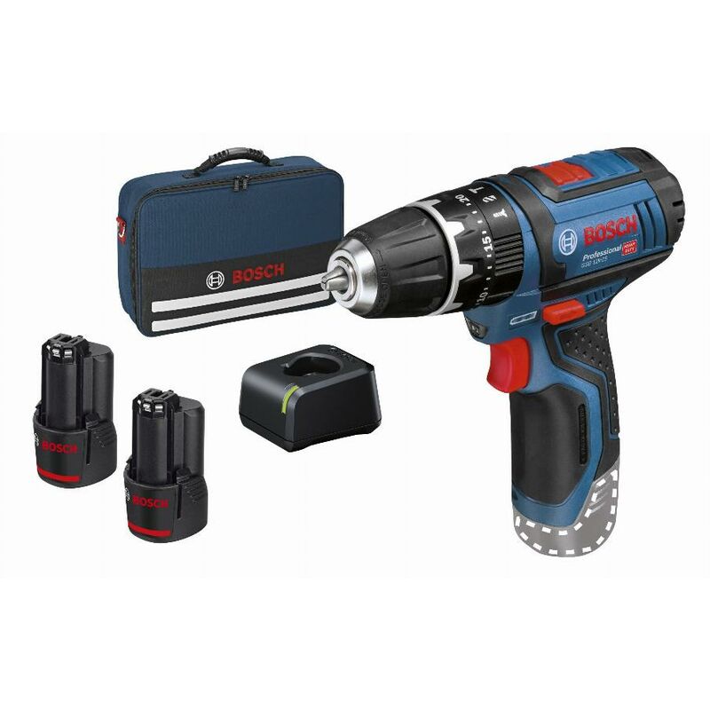 foto del prodotto bosch trapano avvitatore a percussione gsb 12v 15 2 batt.2ah caricabatt.20 06019b690h