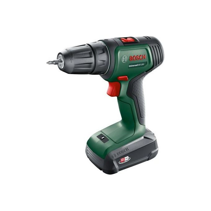 foto del prodotto bosch universaldrill trapano a batteria 18v 1450 giri min senza chiave nero verde