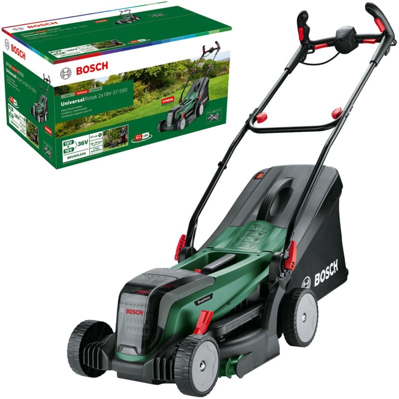 foto del prodotto bosch universalrotak rasaerba a batteria 2x18v 37 550 fino 500 m2 con 2 batterie da 4,0 ah 18 volt system larghezza di taglio 37 cm senza