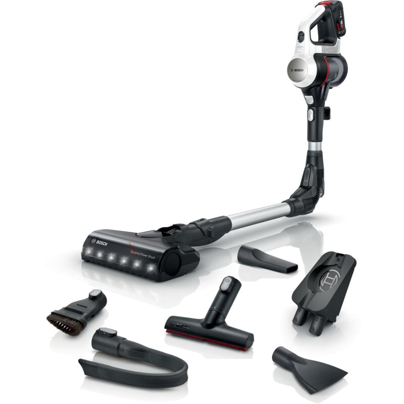 foto del prodotto bosch unlimited 7 aspirapolvere a batteria con asciugatura senza sacchetto nero, argento, bianco