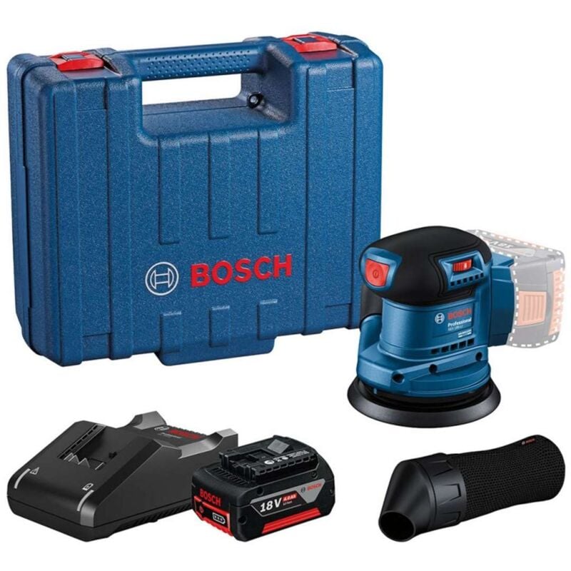 foto del prodotto bosch utensili levigatrice orbitale a batteria 18 v 125 mm, 1x batteria 4,0 ah li ion, caricabatterie 06013a5021