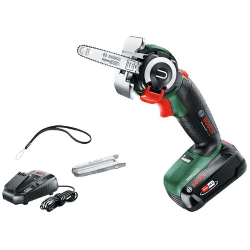 foto del prodotto bosch utensili motosega a batteria 18v, 1x batteria 2,5 ah li ion, caricabatterie 06033d5101