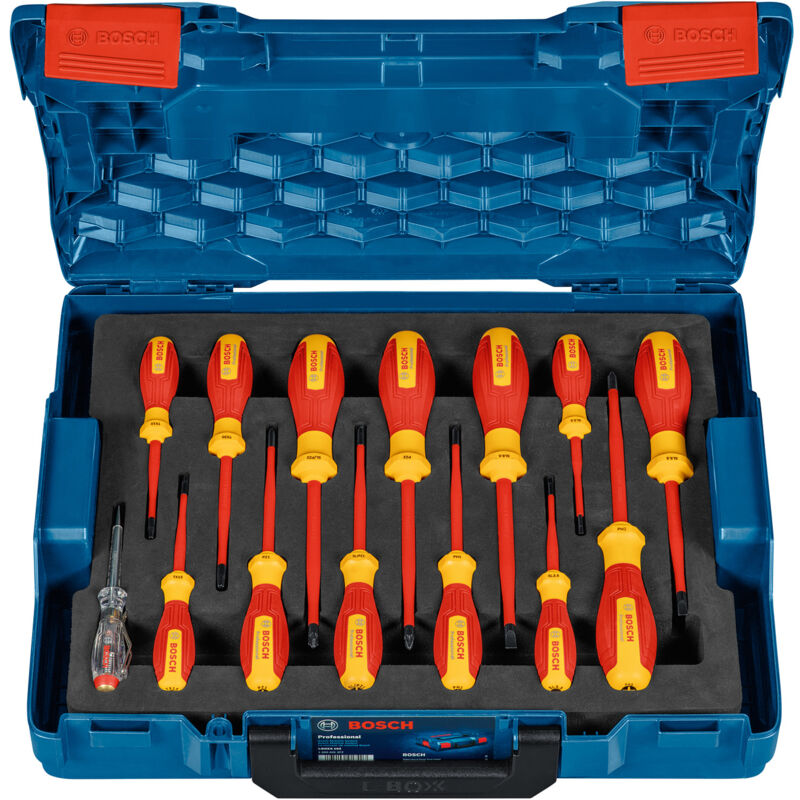 foto del prodotto bosch utensili set da 14 pezzi di cacciaviti isolati con tester 1600a02nf9
