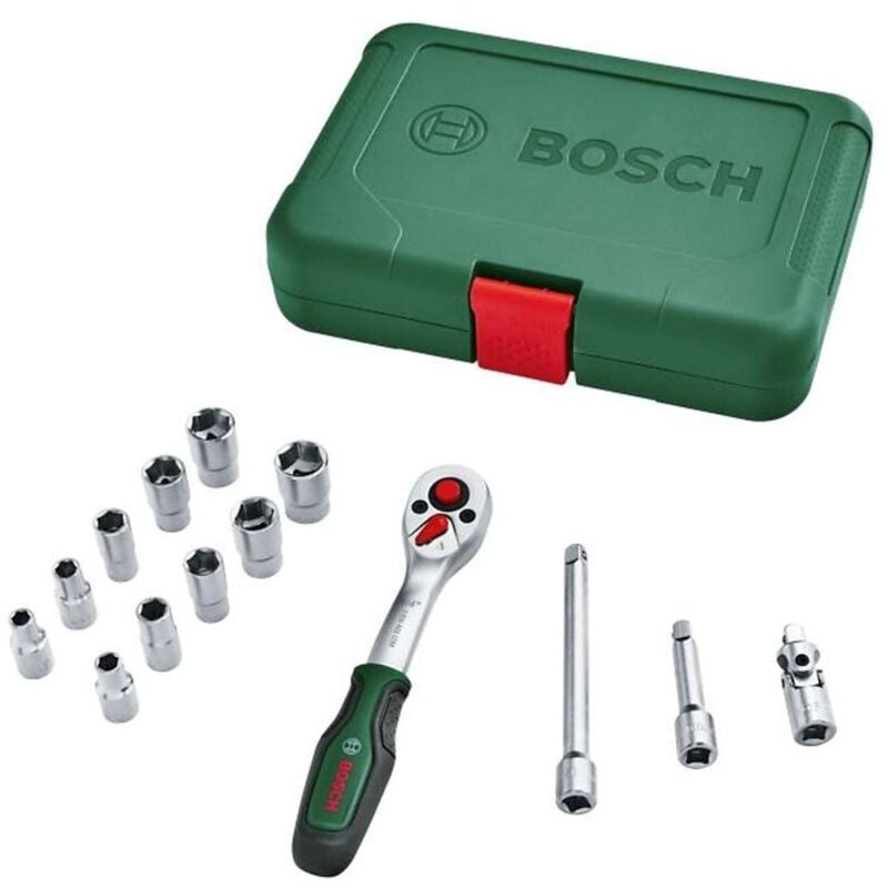foto del prodotto bosch utensili set di bussole a cricchetto da 14 pezzi 1600a02by0