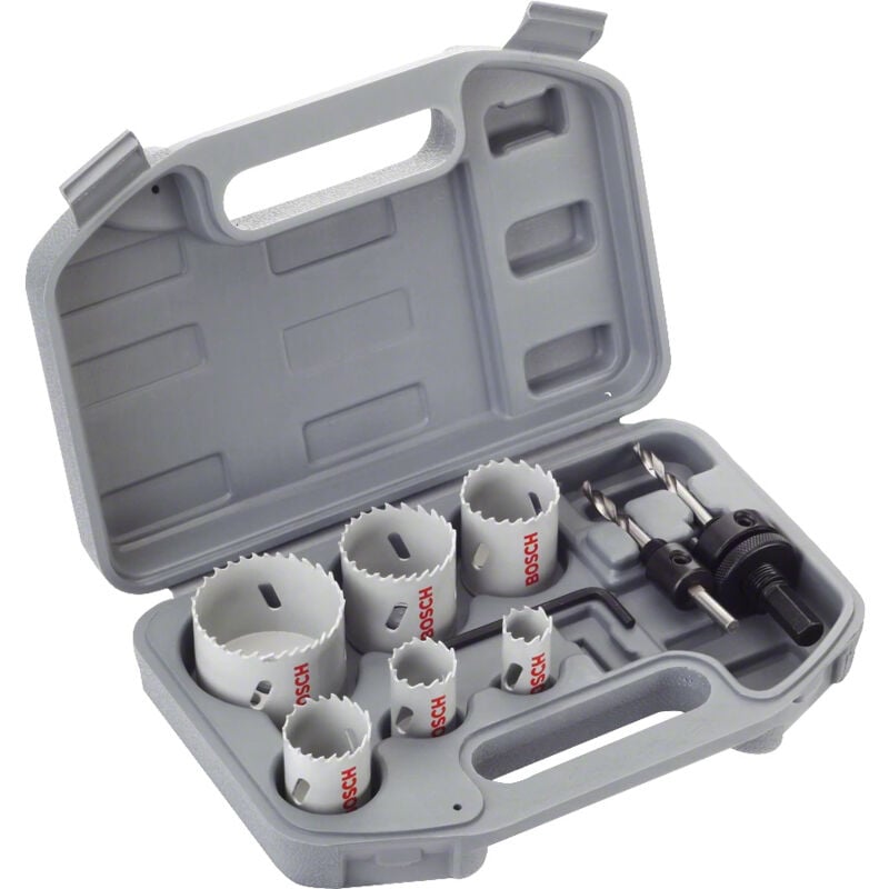 foto del prodotto bosch valigetta 6 seghe a tazza, 2 adattatori, 1 chiave a brugola 2608580868