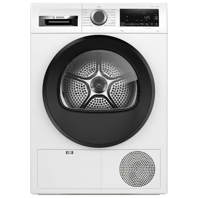 foto del prodotto bosch wqg23100it serie 6 asciugatrice a pompa di calore 8 kg, classe a , autodry, programma delicati, 84x60x61 cm , bianco