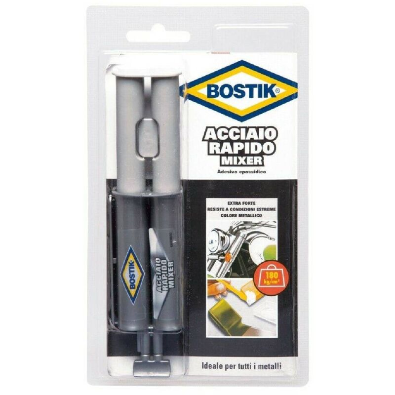 foto del prodotto bostik adesivo acciaio rapido mixer bicomponente con forte presa e colore acciaio naturale 24 ml 1 pezzo