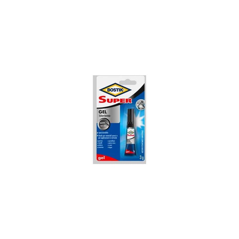 foto del prodotto bostik adesivo istantaneo universale gel super ideale per materiali porosi in tubetto da 3 gr 12 pezzi