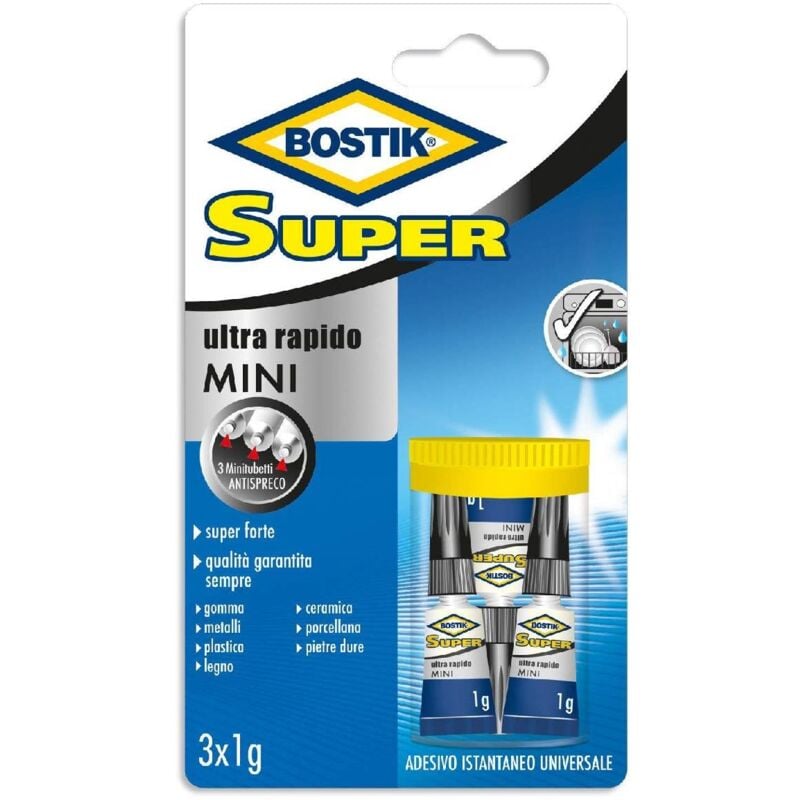 foto del prodotto bostik adesivo istantaneo universale super mini resistente in confezione da tre pezzi da 1 gr 1 confezione