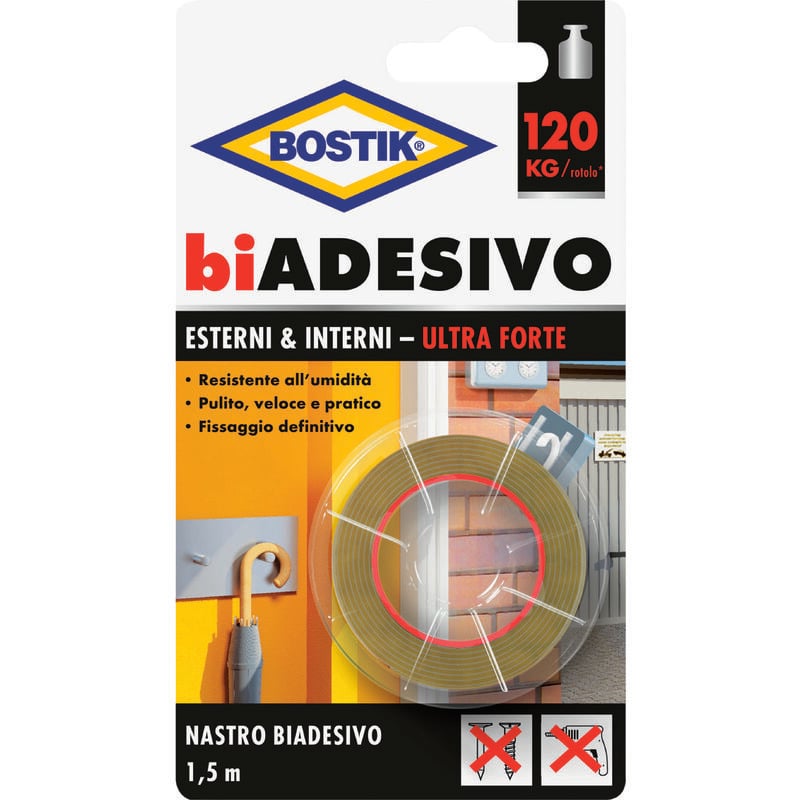 foto del prodotto bostik nastro biadesivo interni esterni m.1,5x19mm