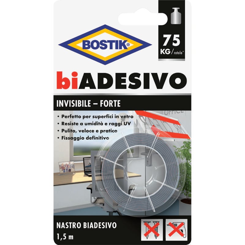 foto del prodotto bostik nastro biadesivo invisibile m.1,5x19mm