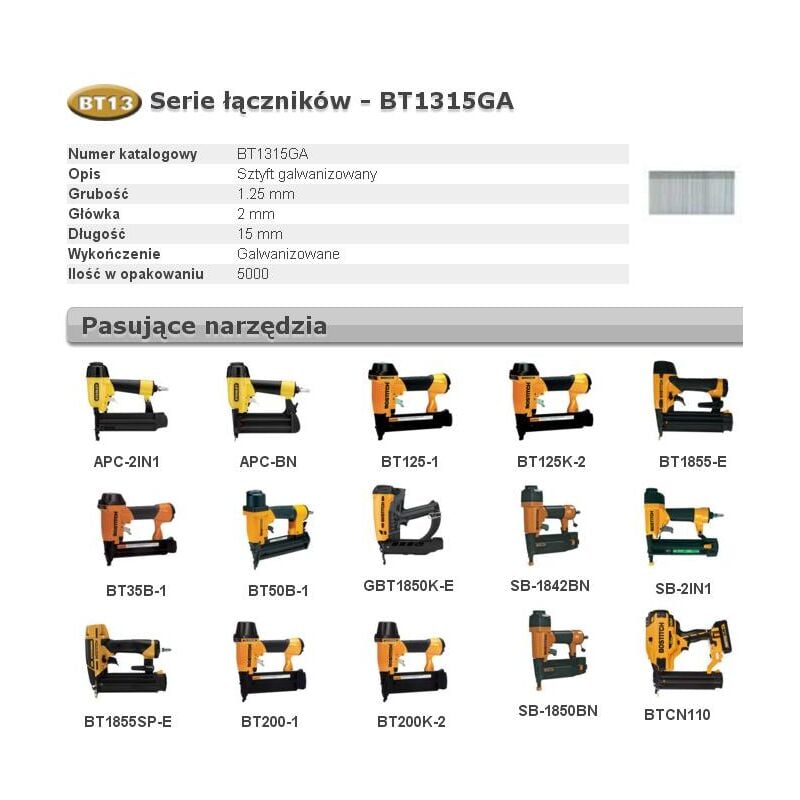 foto del prodotto bostitch bt1315ga5 chiodi zincati per chiodatrice 15 mm, 5000 chiodi 