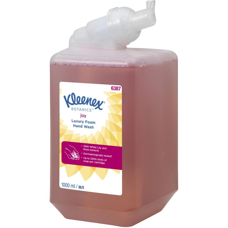 foto del prodotto botanics joy luxury foam soap 6387 sapone profumato per le mani 1 x 1 litro, detergente per mani rosso a cassetta kleenex